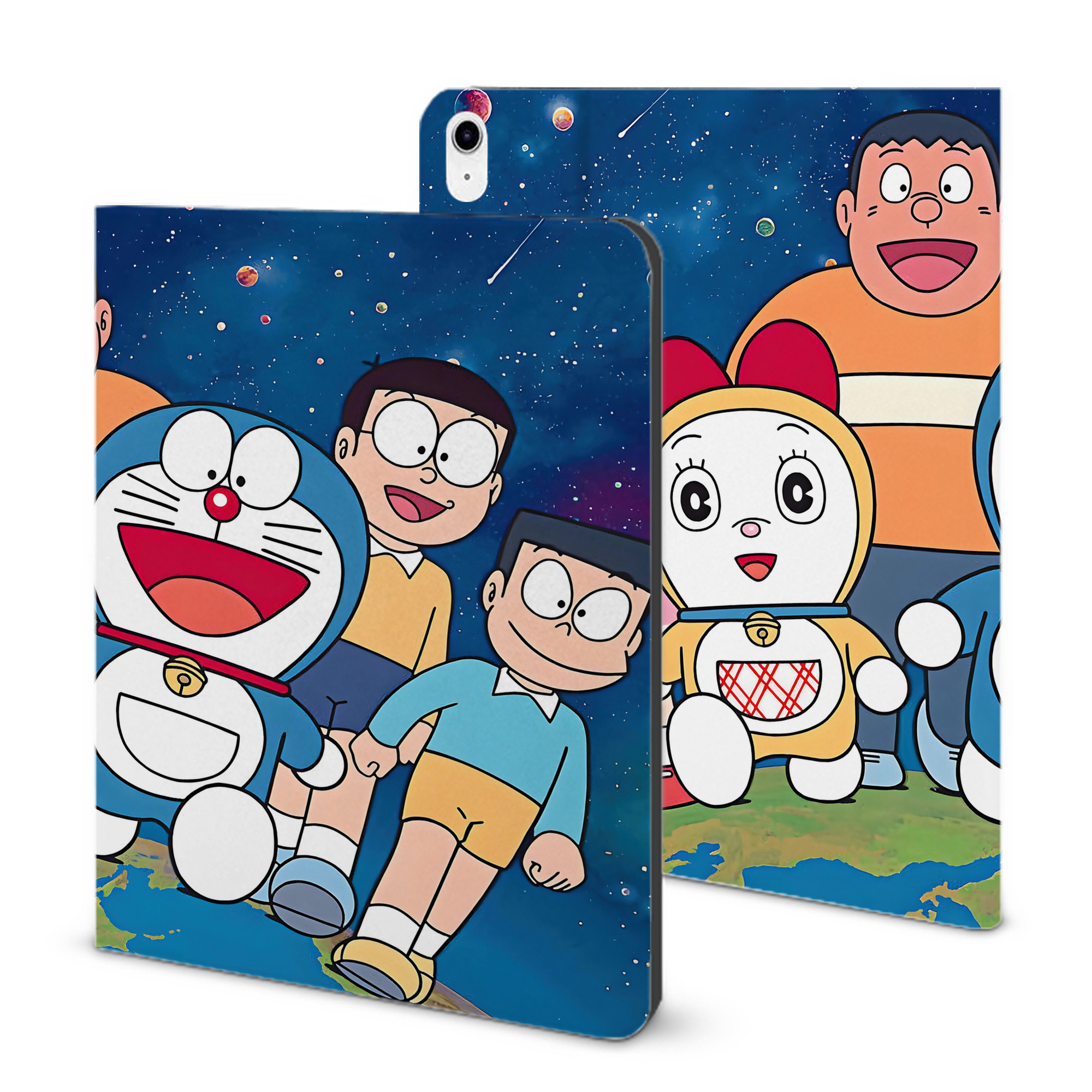（画像用） ドラえもん Doraemon IPad ケース ブック型 PUレザー TPU 耐衝撃 軽量 薄型 ペン収納なし 全面保護 IPad 各モデル対応